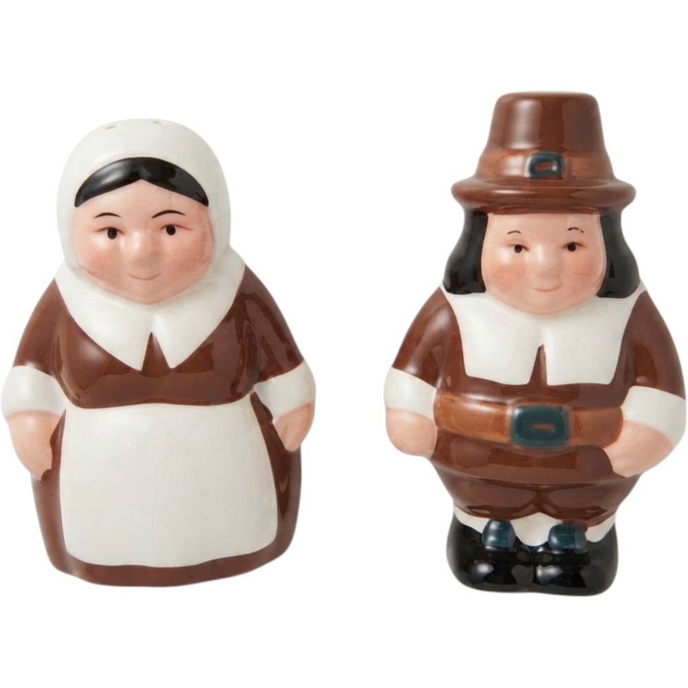 Publix Salt and Pepper Shakers Brown Pilgrim Thanksgiving 2002 Ceramic